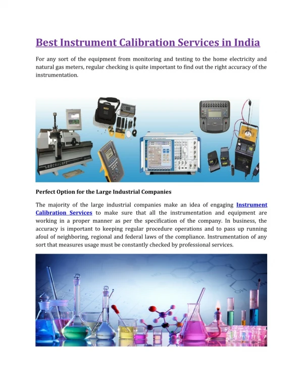 Best Instrument Calibration Services in India