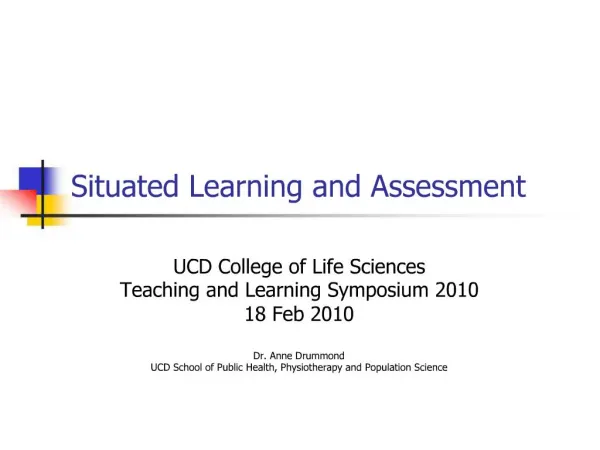 Situated Learning and Assessment