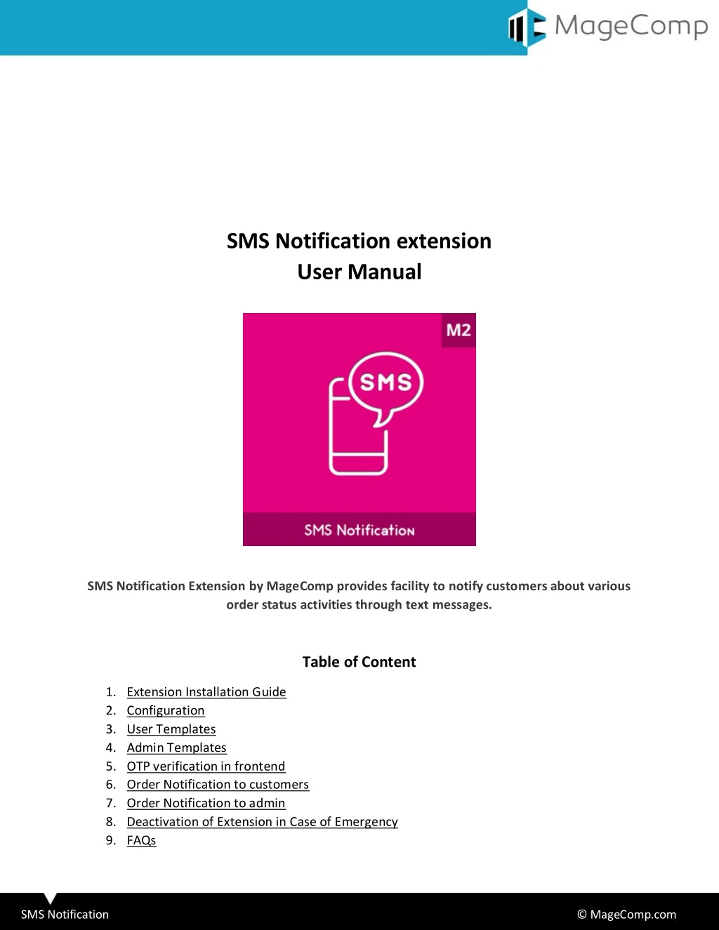 sms notification extension user manual