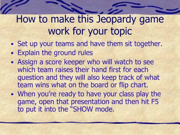 How to make this Jeopardy game work for your topic