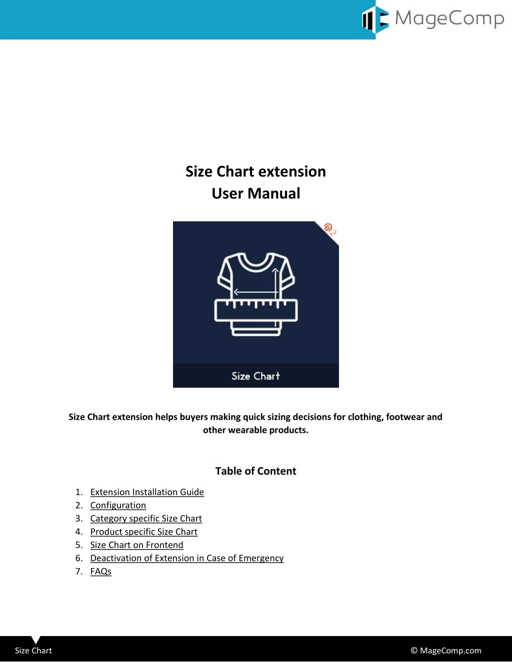 size chart extension user manual