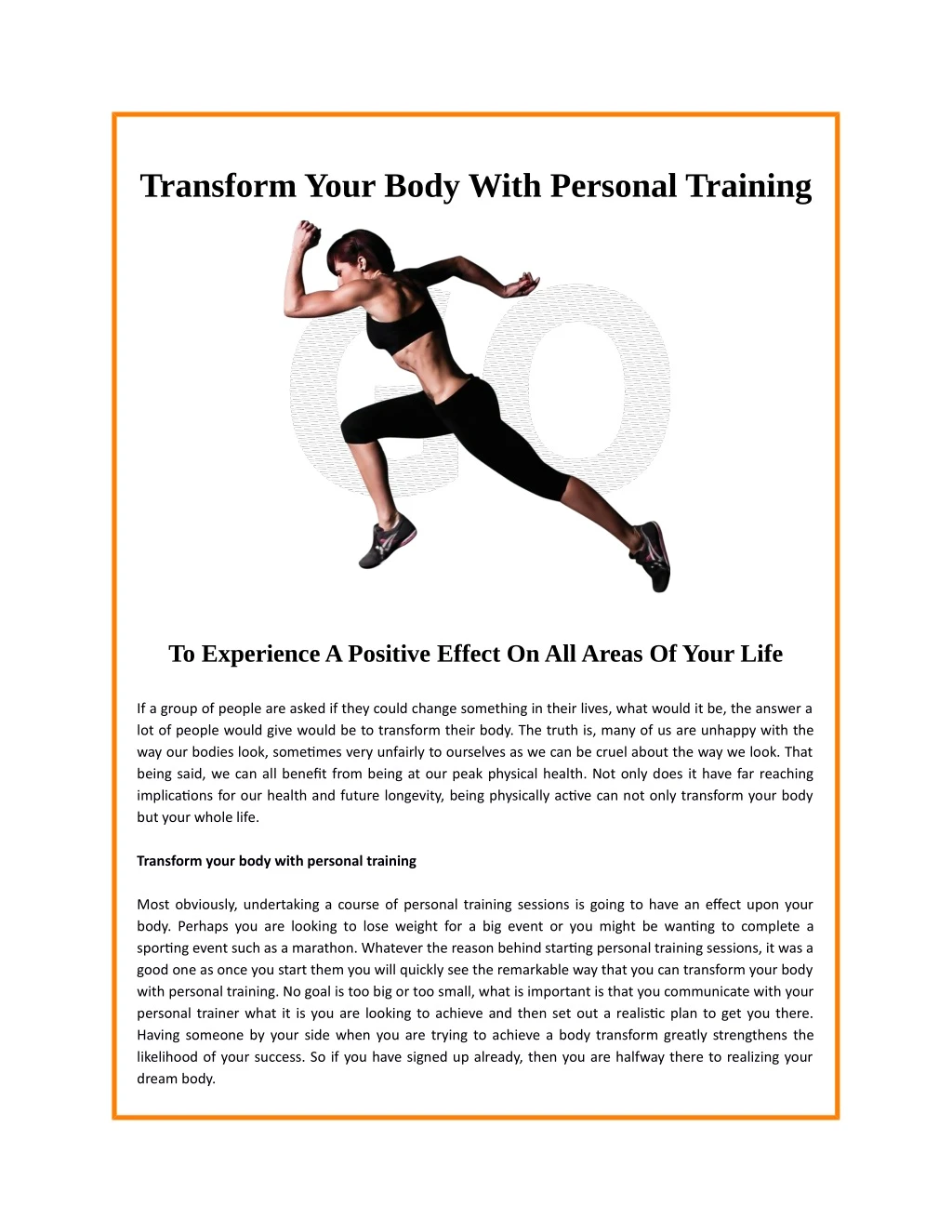 transform your body with personal training