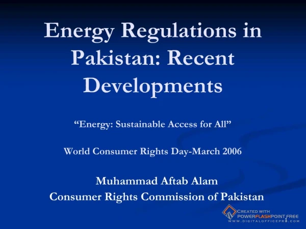 Energy Regulations in Pakistan: Recent Developments