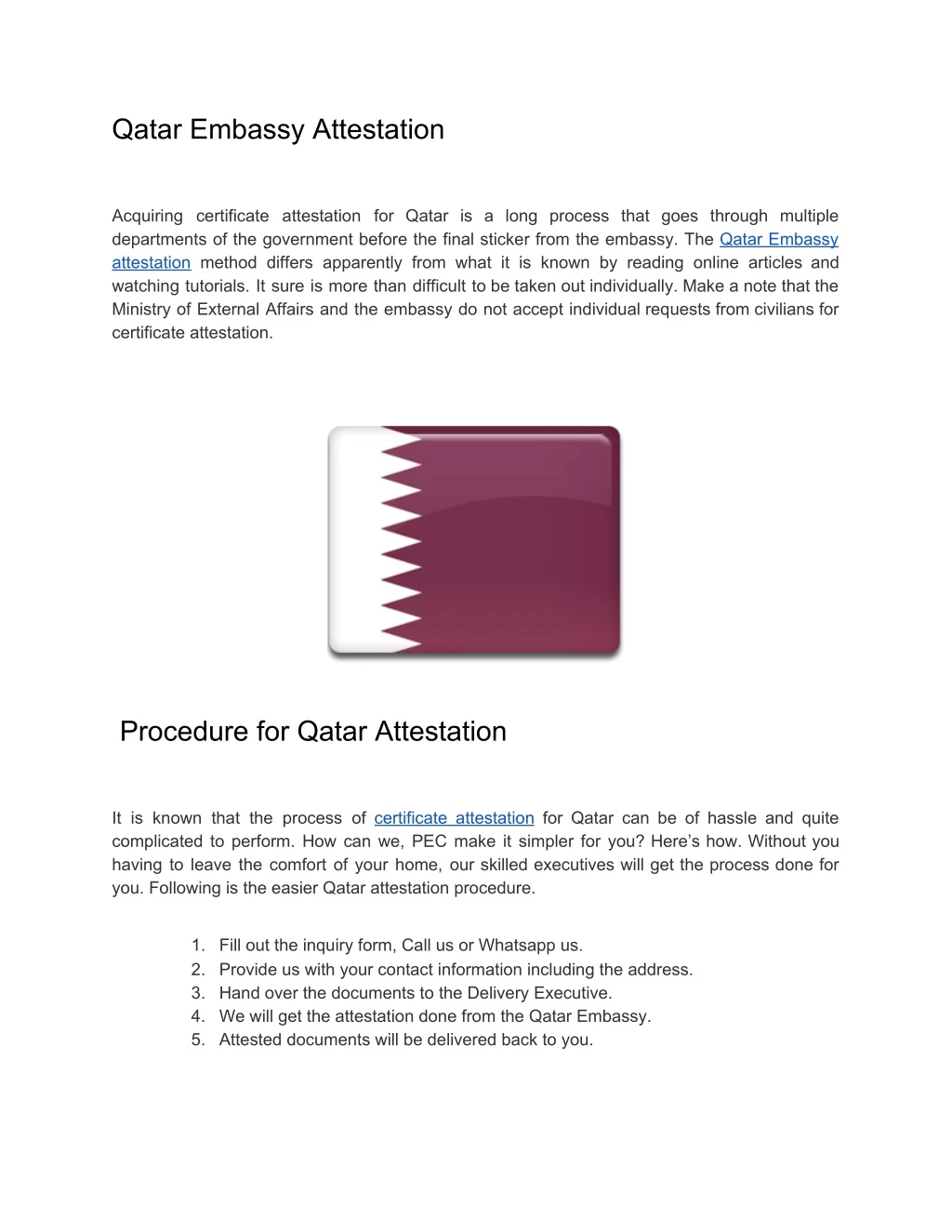 qatar embassy attestation