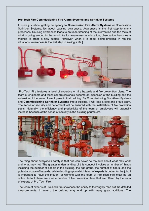 Commissioning Sprinkler Systems for Fire Emergencies