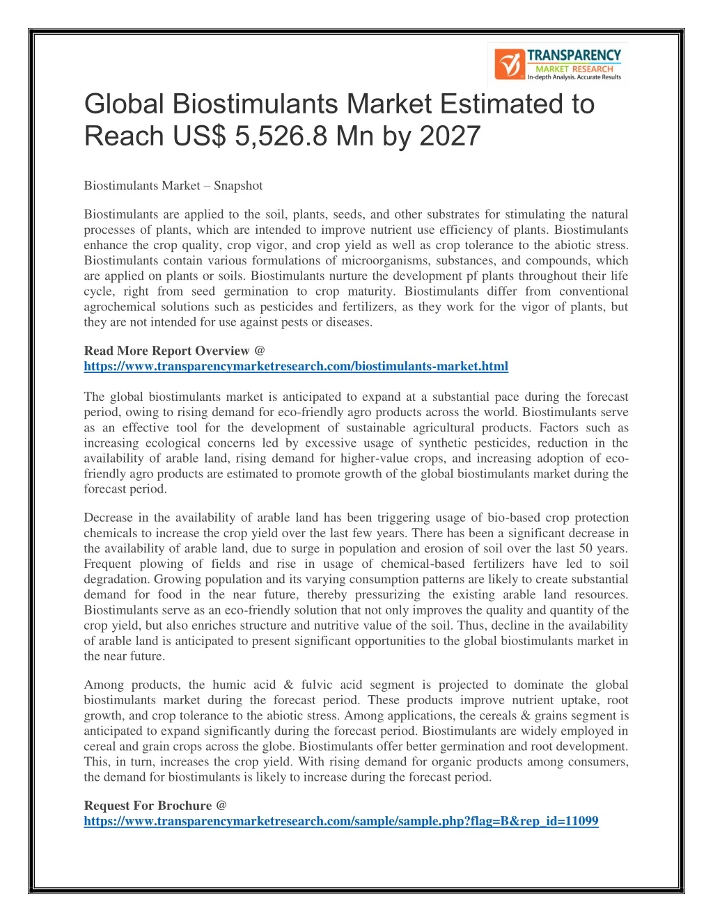 global biostimulants market estimated to reach
