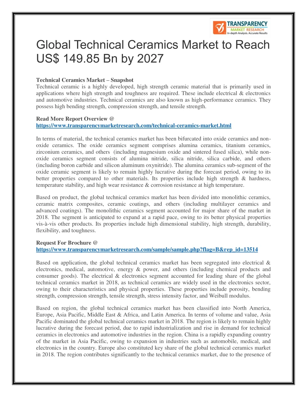 global technical ceramics market to reach