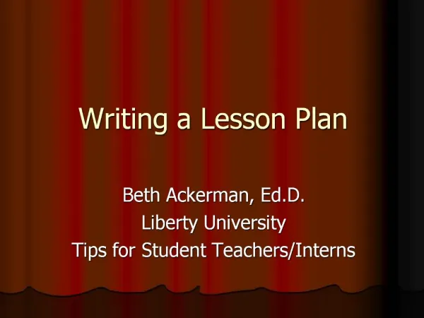 Writing a Lesson Plan