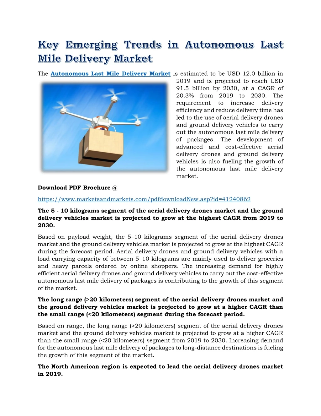 the autonomous last mile delivery market