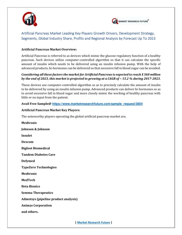 artificial pancreas artificial pancreas market