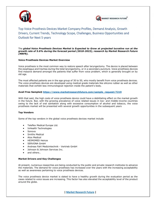 top top voice prosthesis devices market voice