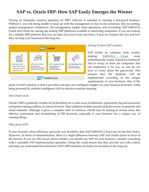 sap vs oracle erp how sap easily emerges