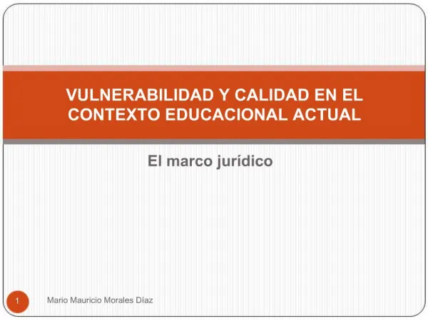 VULNERABILIDAD Y CALIDAD EN EL CONTEXTO EDUCACIONAL ACTUAL