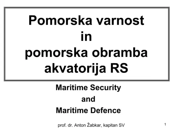 Pomorska varnost in pomorska obramba akvatorija RS