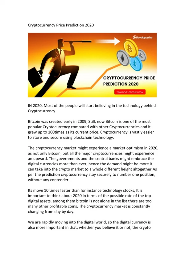 cryptocurrency price prediction 2020