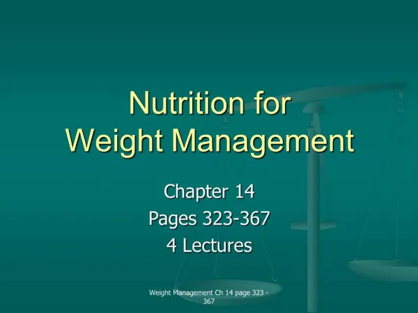 Nutrition for Weight Management