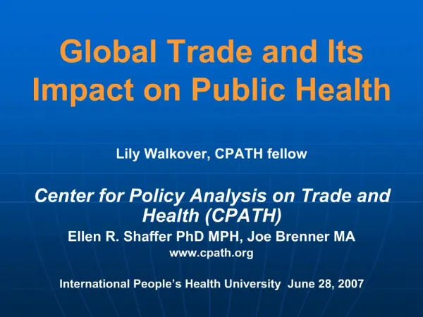 Global Trade and Its Impact on Public Health