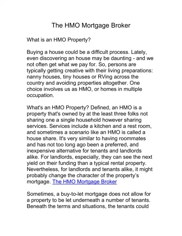 HMO mortgages