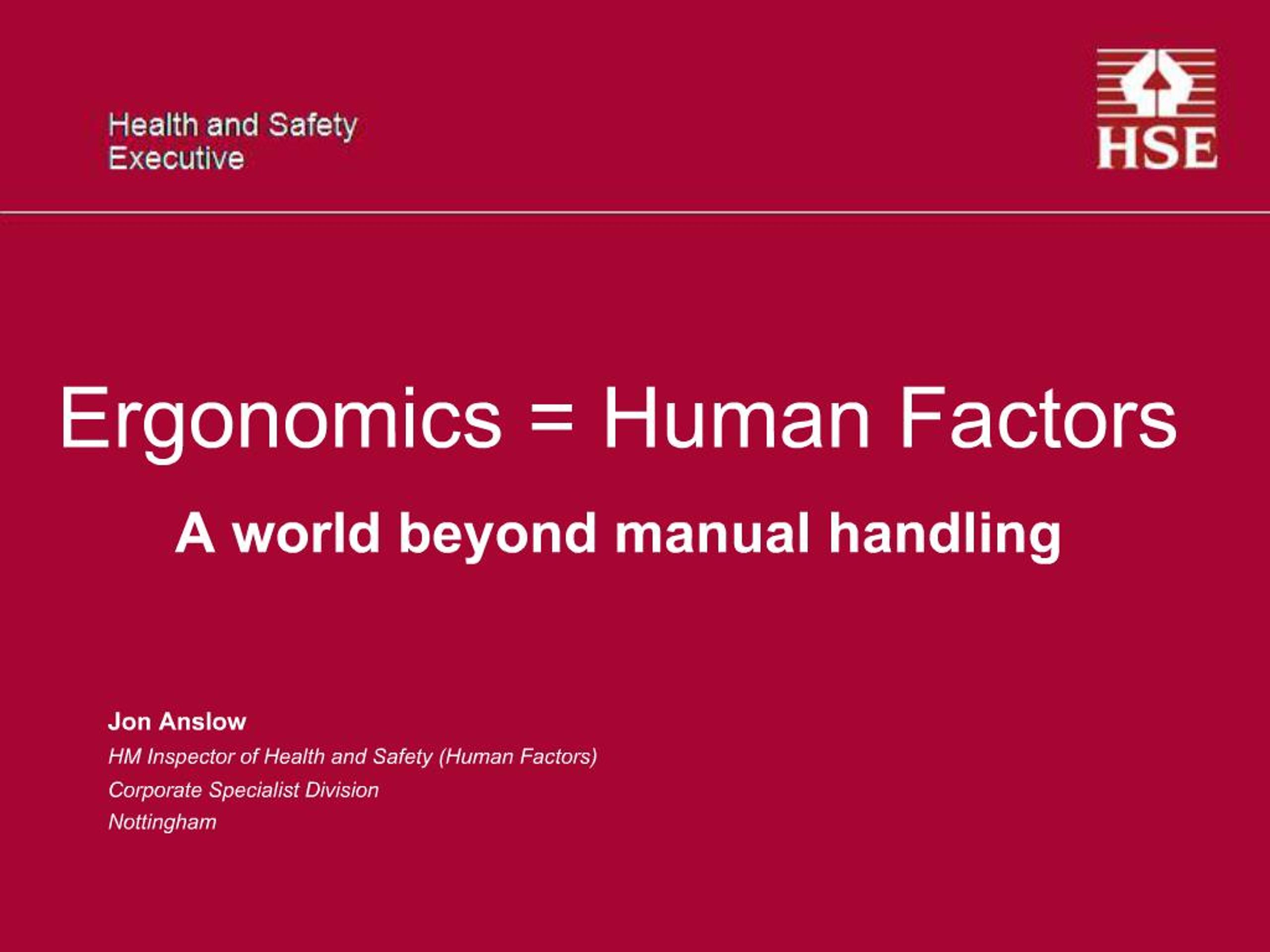 PPT - Exploring Ergonomics and Human Factors: Beyond Manual Handling ...