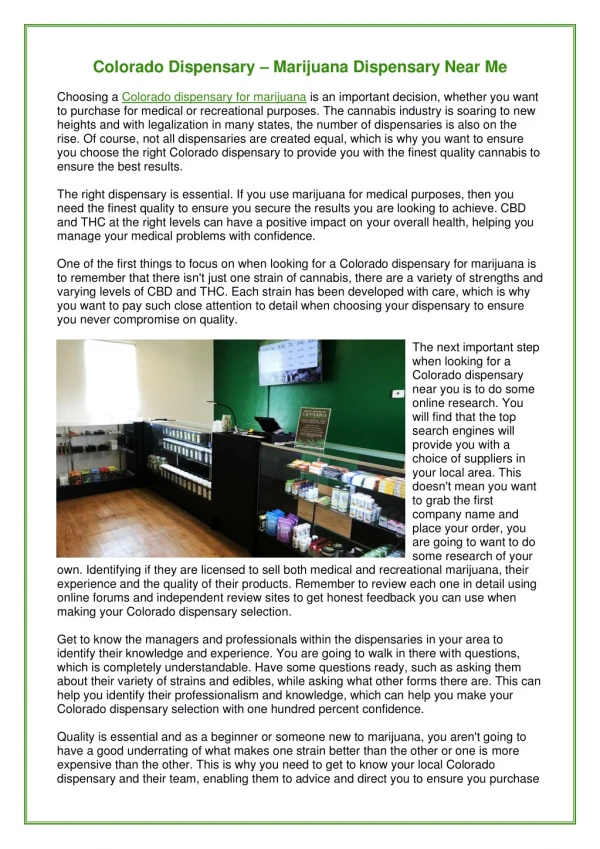 colorado dispensary marijuana dispensary near me