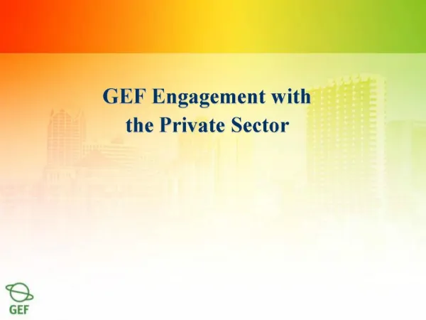 GEF Engagement with the Private Sector