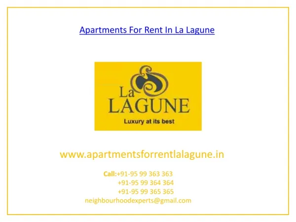 Apartments For Rent In La Lagune Gurgaon
