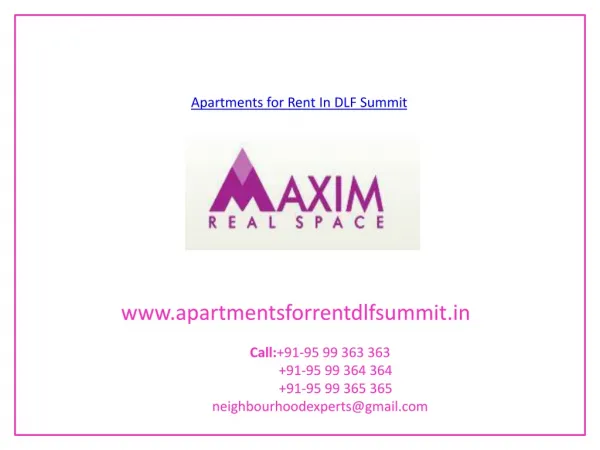 Apartments For Rent In DLF Summit