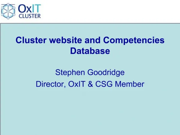 Cluster website and Competencies Database