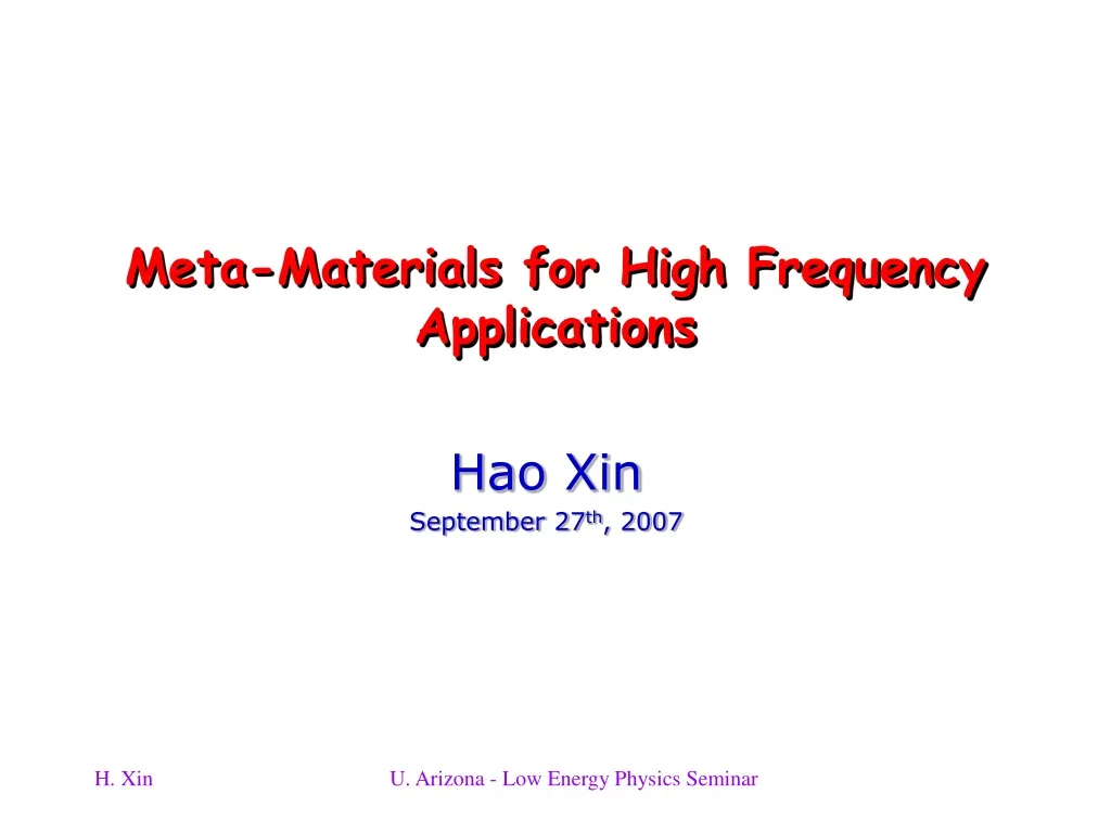 meta materials for high frequency applications