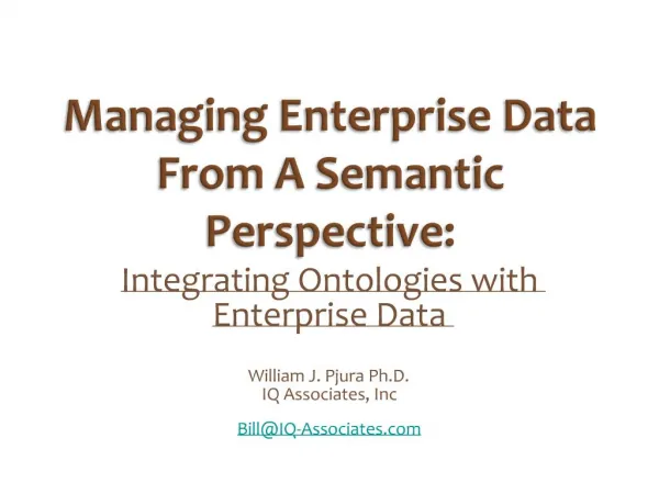 Managing Enterprise Data From A Semantic Perspective: