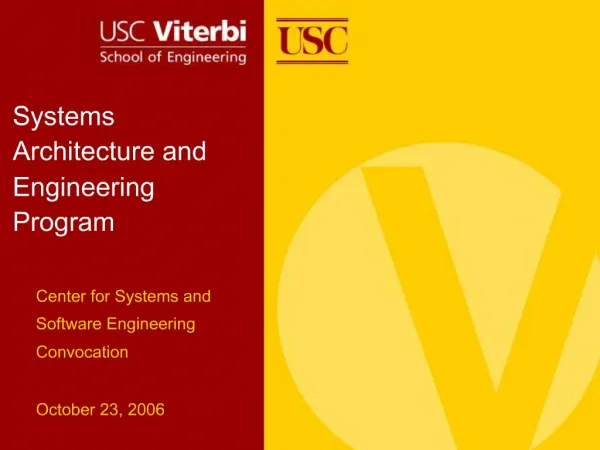 Systems Architecture and Engineering Program