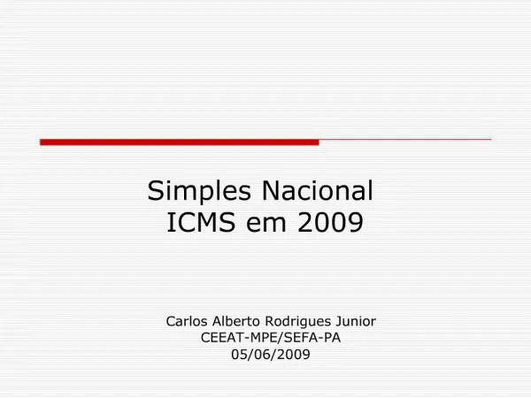 Simples Nacional ICMS em 2009