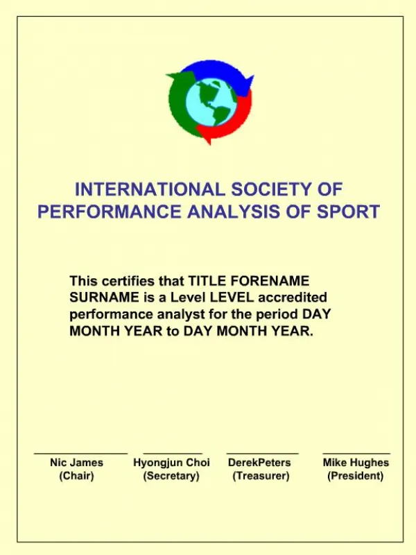 INTERNATIONAL SOCIETY OF PERFORMANCE ANALYSIS OF SPORT