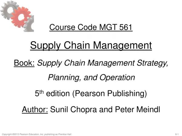 Course Code MGT 561 Supply Chain Management