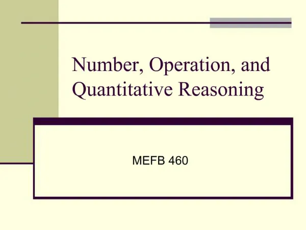 Number, Operation, and Quantitative Reasoning
