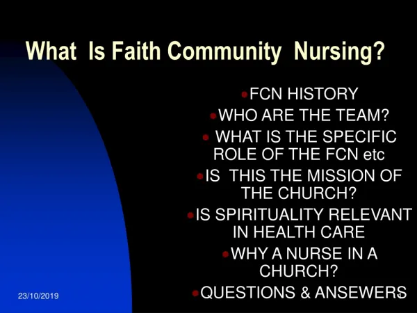 What Is Faith Community Nursing?