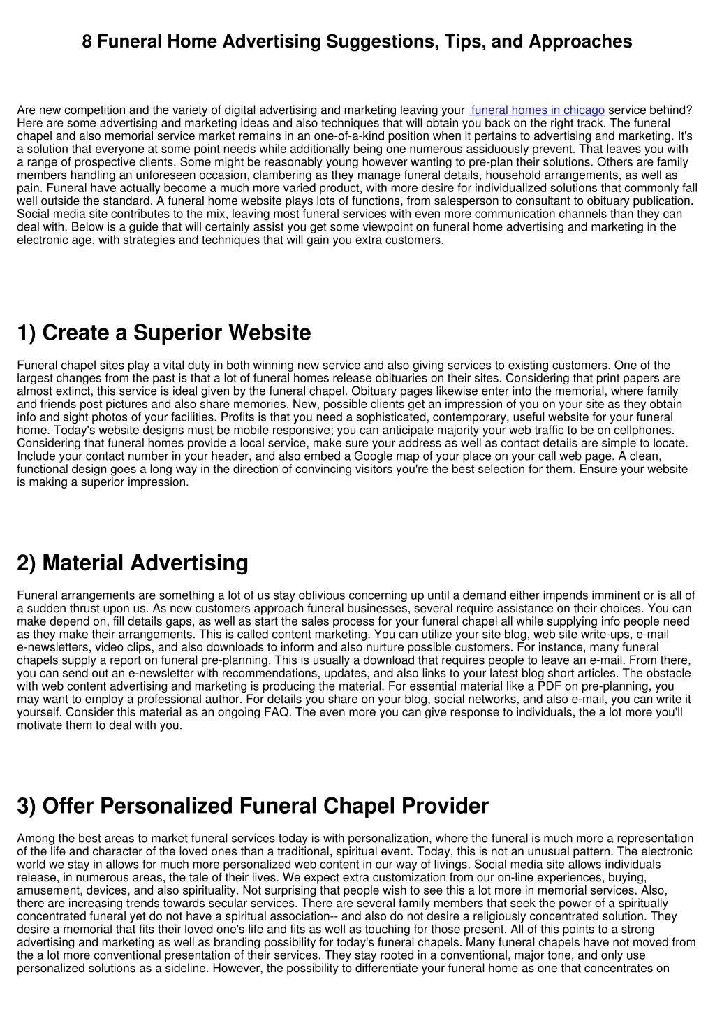 8 funeral home advertising suggestions tips