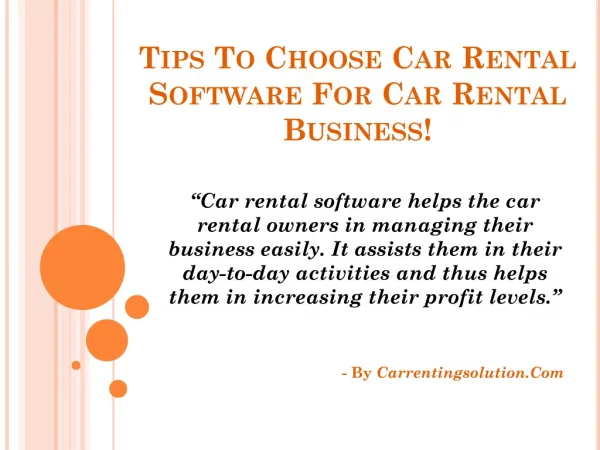 Rent Car Software, Rental Car Software