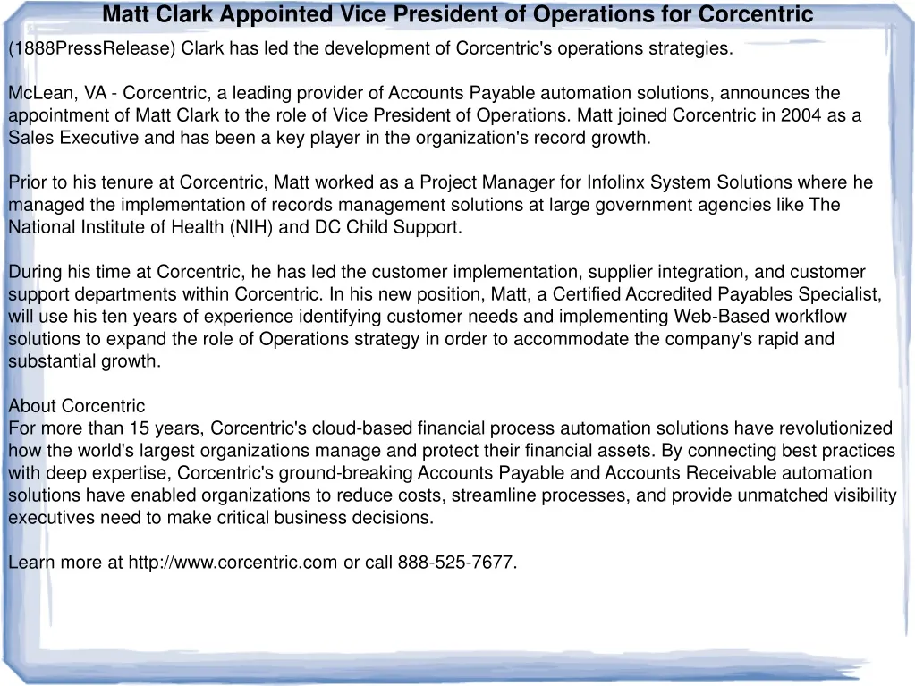 matt clark appointed vice president of operations