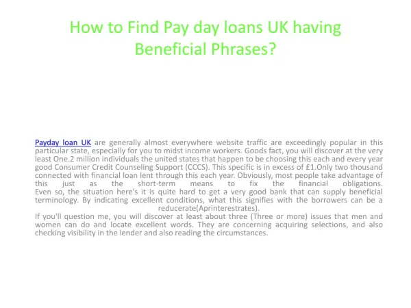 Payday loan UK
