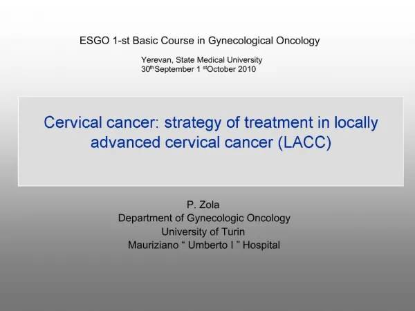 Cervical cancer: strategy of treatment in locally advanced cervical cancer LACC