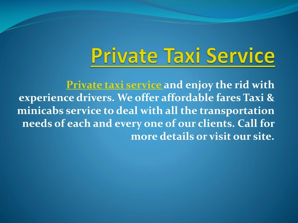 private taxi service