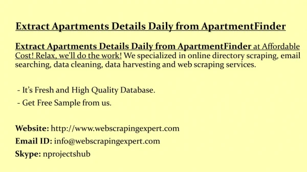 extract apartments details daily from apartmentfinder