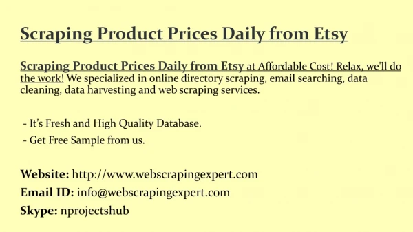 Scraping Product Prices Daily from Etsy