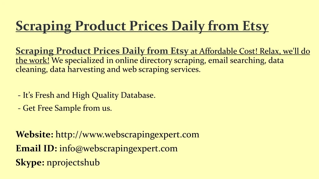 scraping product prices daily from etsy