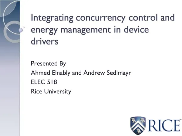 Integrating concurrency control and energy management in device drivers