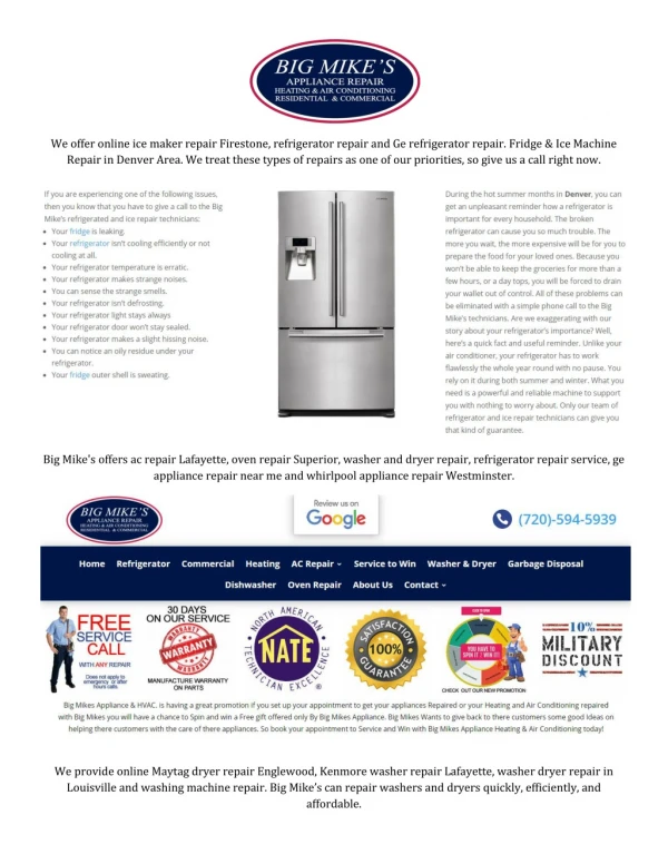 we offer online ice maker repair firestone