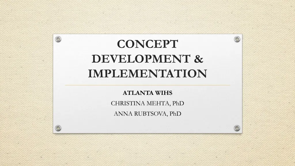concept development implementation