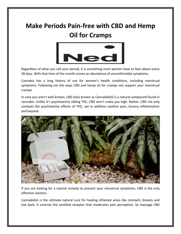 Make Periods Pain-free with CBD and Hemp Oil for Cramps
