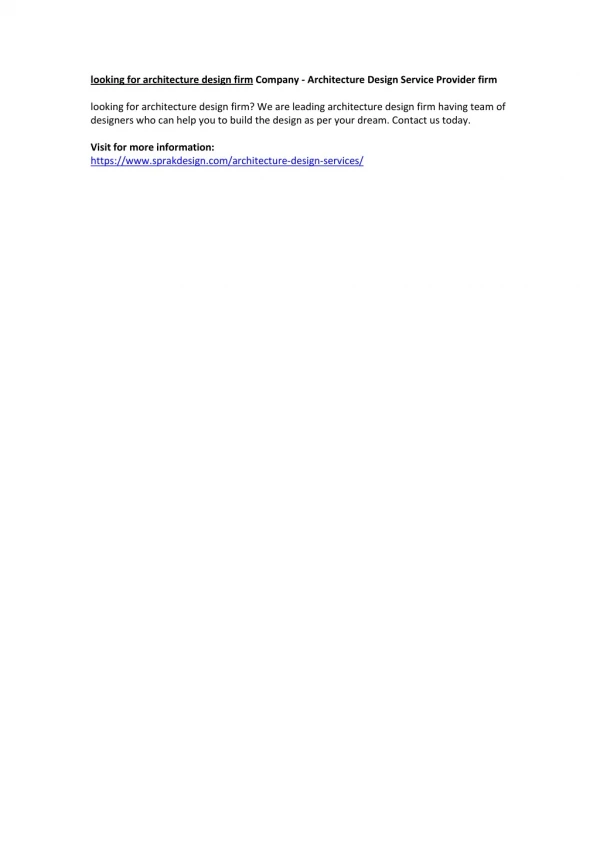 looking for architecture design firm company